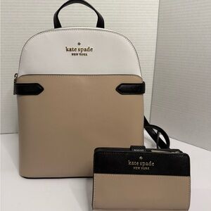 Kate Spade New York Staci Colorblock Dome Backpack-Matching Wallet-Medium